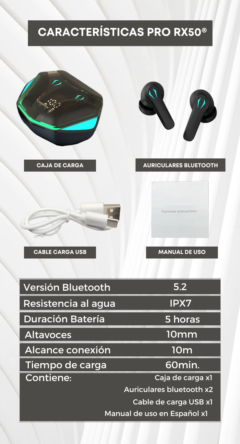AURICULARES BLUETOOTH PRO RX50®